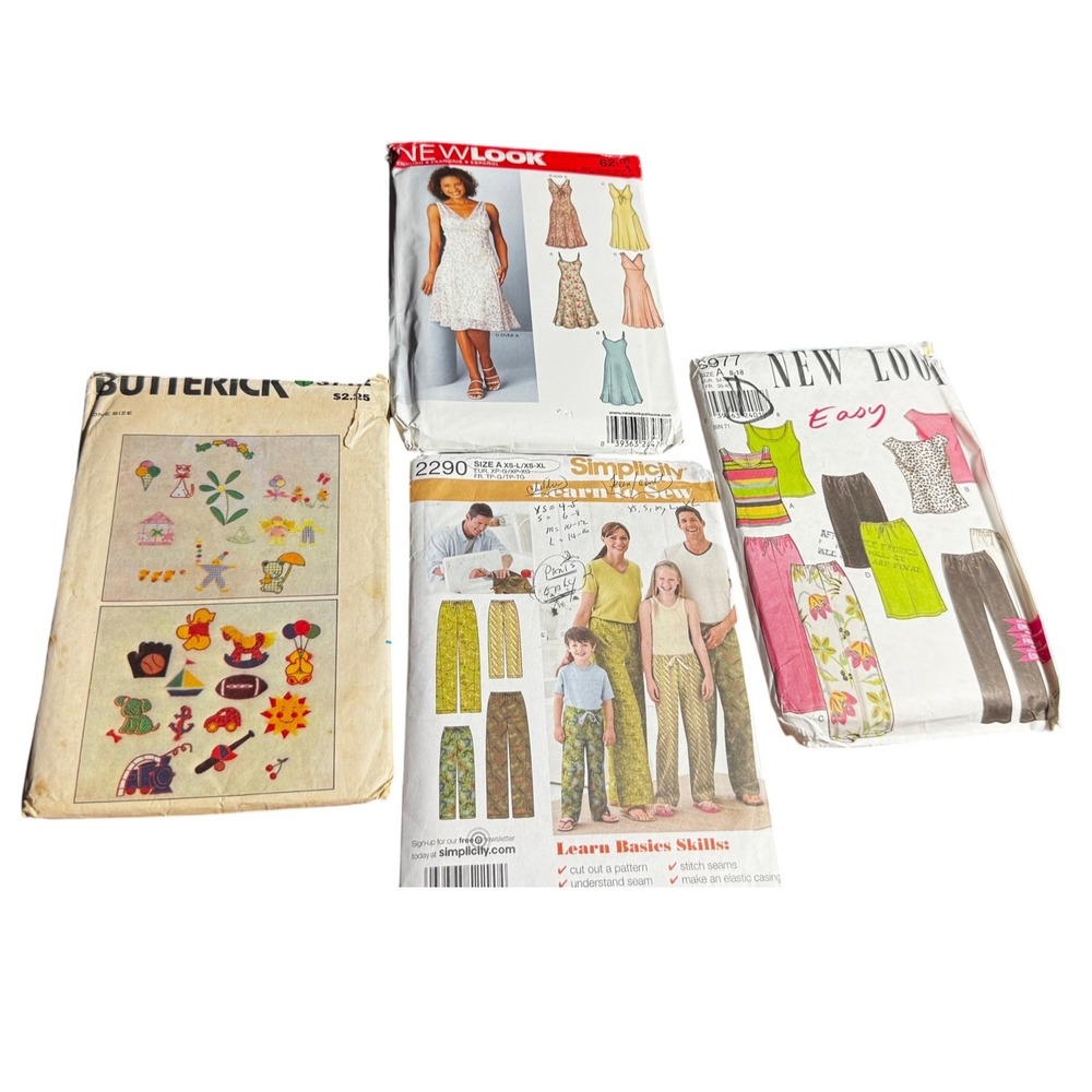 Vintage Pattern Lot of‎ 4 Simplicity 2290 New Look 6244 6977 Butterick